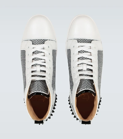 Shop Christian Louboutin Lou Spikes Iii Leather Sneakers In White