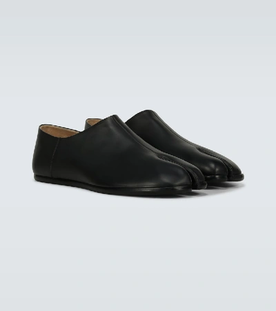 Shop Maison Margiela Tabi Leather Loafers In Black