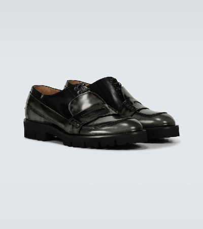 Shop Maison Margiela Fusion Brushed Leather Shoes In Black