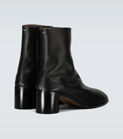 Shop Maison Margiela Tabi Leather Boots In Black