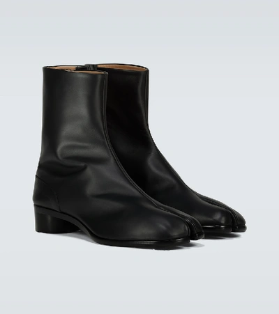 Shop Maison Margiela Tabi High-ankle Leather Boots In Black
