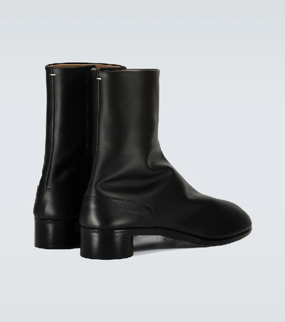 Shop Maison Margiela Tabi High-ankle Leather Boots In Black