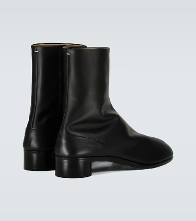 Maison Margiela Vintage Leather Tabi Boots In Black