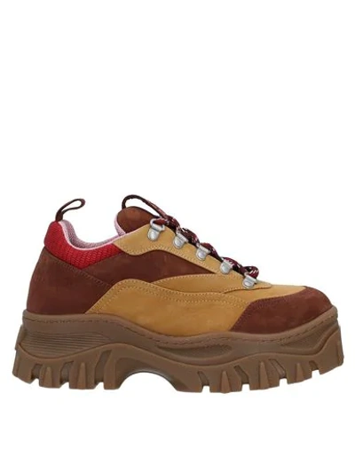 Shop Msgm Sneakers In Camel