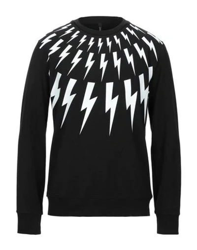 Shop Neil Barrett Man Sweatshirt Black Size Xxl Cotton, Modal, Elastane