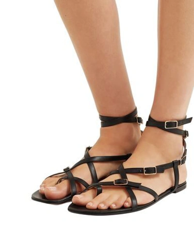 Shop Gianvito Rossi Toe Strap Sandals In Black