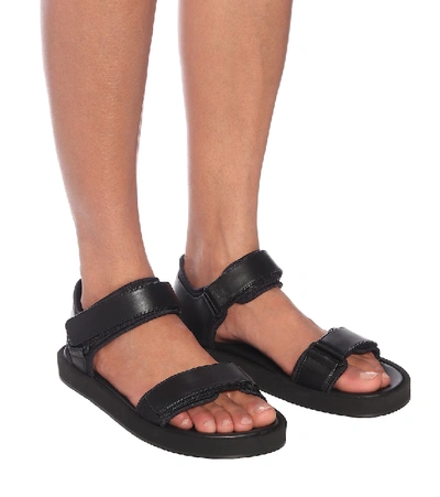 Shop The Row Hook And Loop Leather Sandals In Black