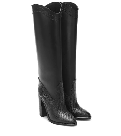 Shop Saint Laurent Kate 105 Leather Knee-high Boots In Black