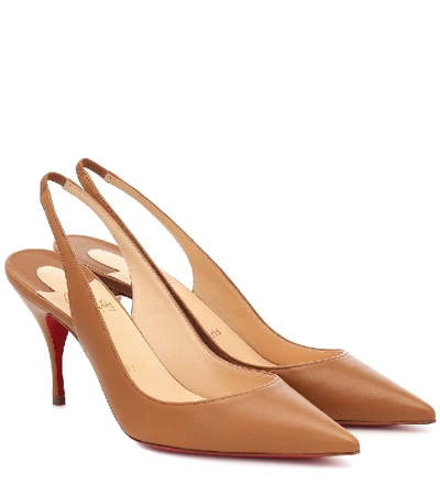 Shop Christian Louboutin Clare 80 Leather Slingback Pumps In Brown