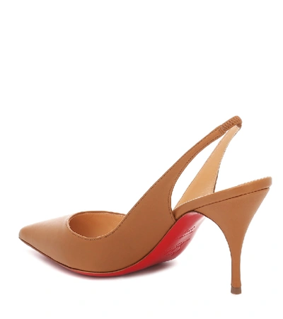 Shop Christian Louboutin Clare 80 Leather Slingback Pumps In Brown