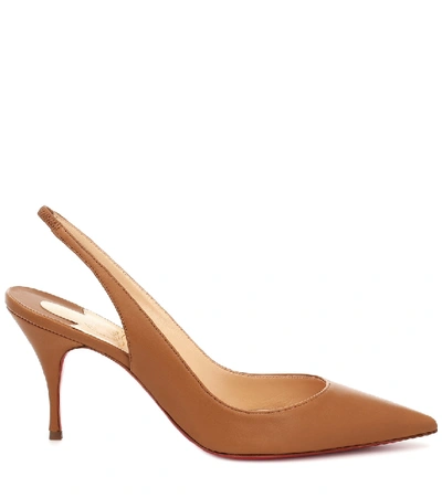 Shop Christian Louboutin Clare 80 Leather Slingback Pumps In Brown