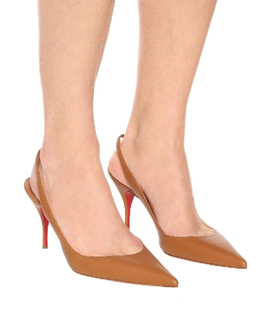 Shop Christian Louboutin Clare 80 Leather Slingback Pumps In Brown