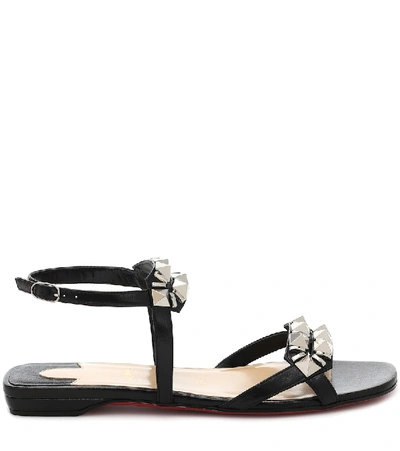 Shop Christian Louboutin Galerietta Embellished Leather Sandals In Black