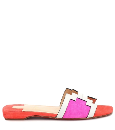 Shop Christian Louboutin Hao Suede And Leather Sandals In Multicoloured