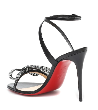 Shop Christian Louboutin Jewel Queen 100 Embellished Leather Sandals In Black