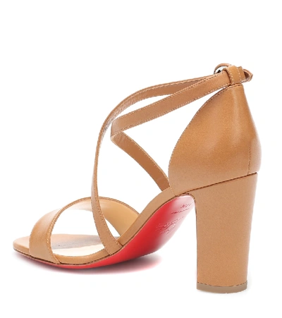 Shop Christian Louboutin Loubi Bee 85 Leather Sandals In Brown