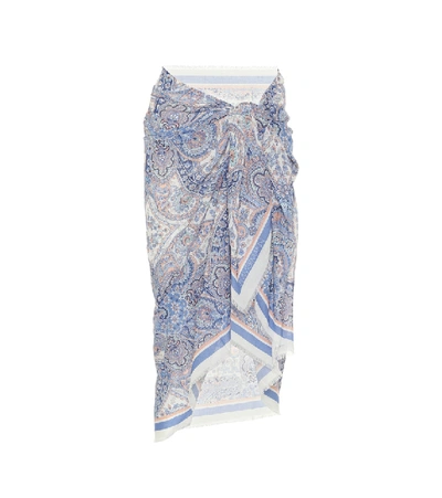 Shop Zimmermann Sarong Cotton Skirt In Blue