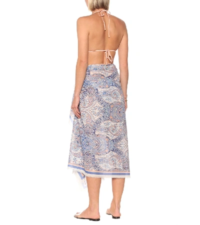 Shop Zimmermann Sarong Cotton Skirt In Blue