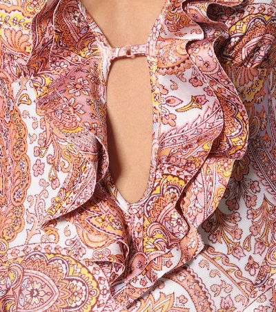 Shop Zimmermann Waterfall Paisley Swimsuit In Pink