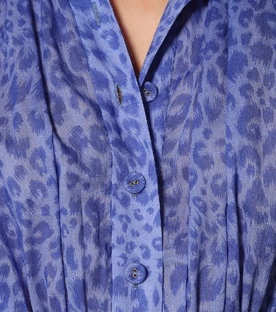 Shop Zimmermann Leopard-print Linen Playsuit In Blue