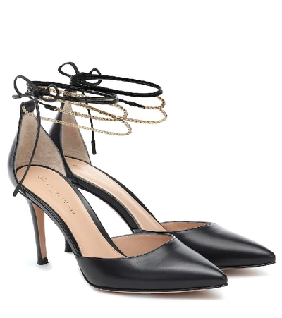 Shop Gianvito Rossi Kira 85 Embellished Leather Pumps In Black