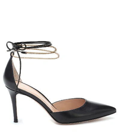 Shop Gianvito Rossi Kira 85 Embellished Leather Pumps In Black