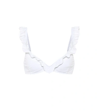 Melissa Odabash New York Ruffle-trimmed Ribbed Bikini Top In White