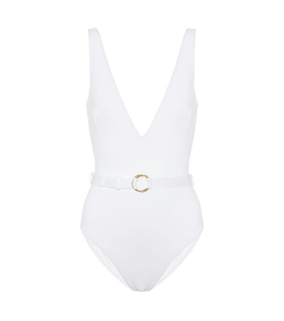 Shop Melissa Odabash Belize Belted Swimsuit In White
