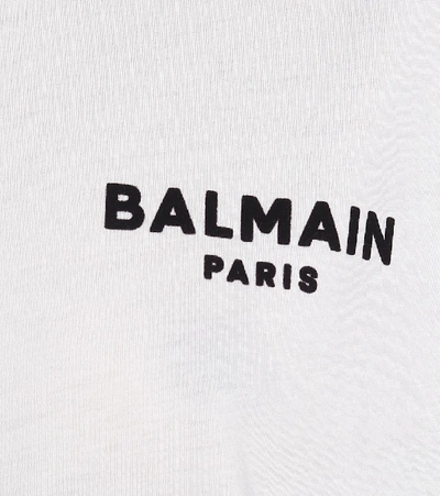 Shop Balmain Logo Cotton-jersey T-shirt In White