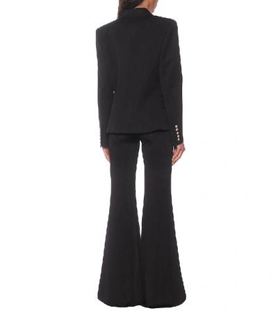 Balmain Black Double-breasted Jacket With Branded Buttons And Asymmetric Cut In Wool Woman In Black