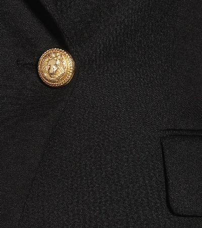 Balmain Black Double-breasted Jacket With Branded Buttons And Asymmetric Cut In Wool Woman In Black