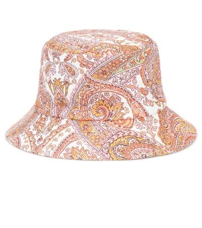 Shop Zimmermann Reversible Paisley Canvas Bucket Hat In Multicoloured