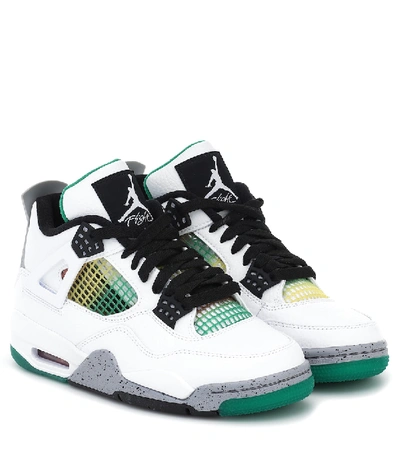 Shop Nike Air Jordan 4 Retro Leather Sneakers In White