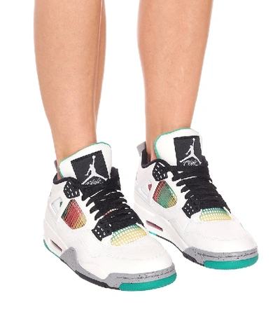 Shop Nike Air Jordan 4 Retro Leather Sneakers In White