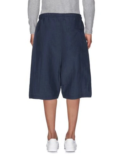 Shop Giorgio Armani Man Shorts & Bermuda Shorts Midnight Blue Size 34 Viscose, Linen