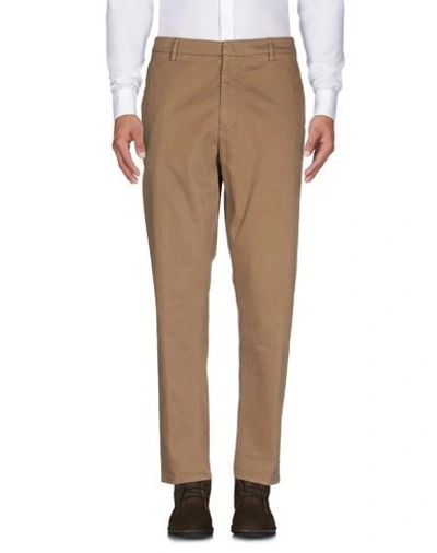 Shop Dondup Man Pants Camel Size 30 Cotton, Elastane In Beige