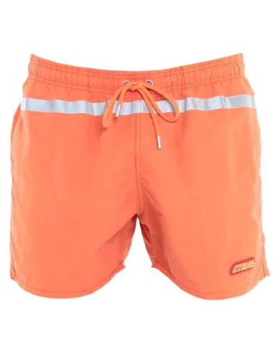 Shop Heron Preston Swim Trunks In Orange