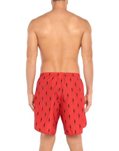 Shop Neil Barrett Swim Shorts In Red