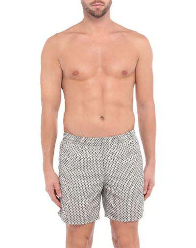 Shop Alexander Mcqueen Swim Trunks In Ivory