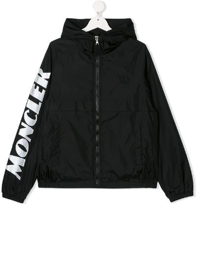 Shop Moncler Teen Logo-print Lightweight Jacket In Black