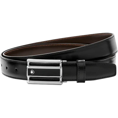 Shop Montblanc Black/brown 30 Mm Reversible Leather Belt In Black / Brown