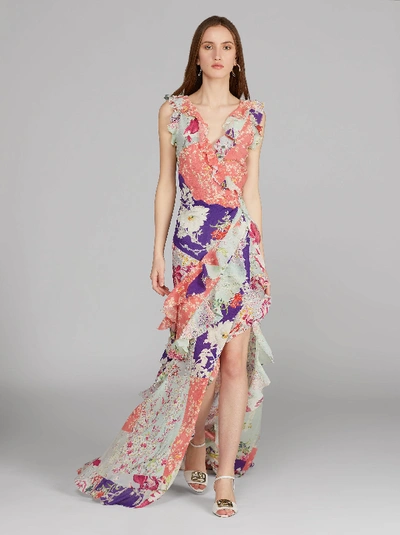 Shop Etro Patchwork Print And Ruche Dress In Multicolor