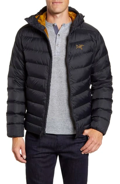 Shop Arc'teryx Thorium Ar Water Repellent Hooded Down Jacket In 24k Black