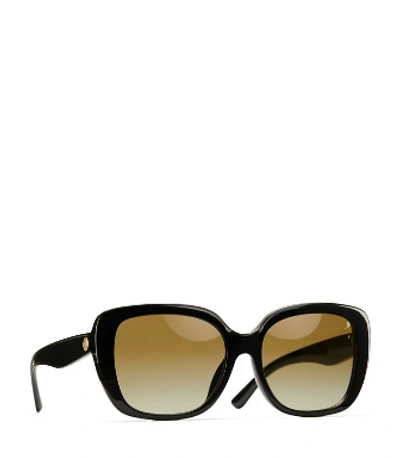 Shop Tory Burch Fleming Sunglasses In Black