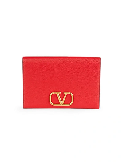 Shop Valentino 2-piece Pebbled Leather Pouch & Wallet Set In Pink