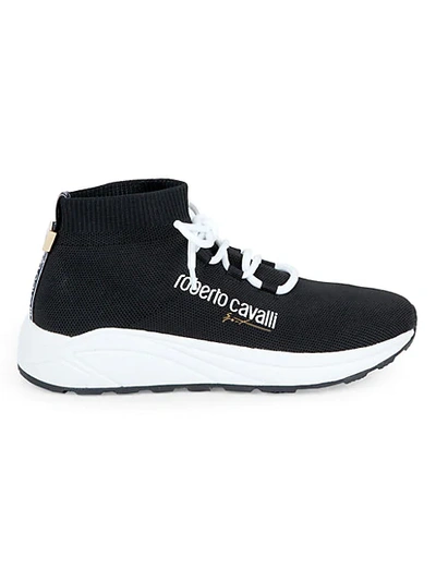 Shop Roberto Cavalli Sport Knit Sock Runners In Black