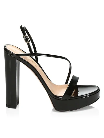 Shop Gianvito Rossi Kimberly Platform Patent Leather Slingback Sandals In Black