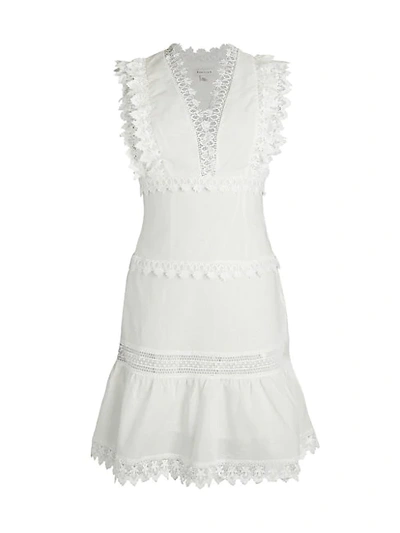 Shop Stellah Lace-trim Flare Dress In White
