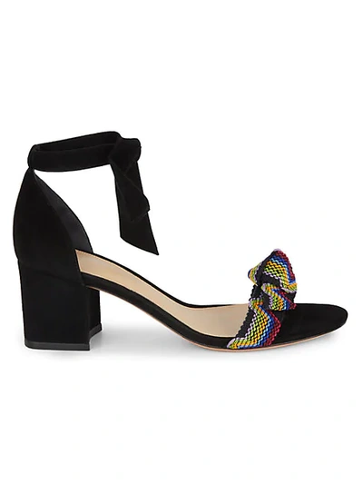Shop Alexandre Birman Clarita Fiocchi Suede Mix Media Ankle-strap Sandals In Black Multi