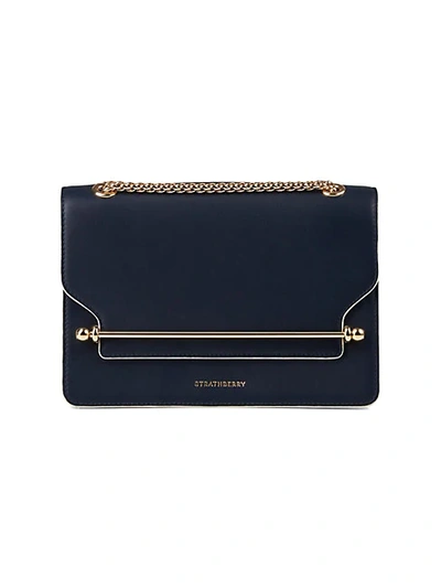 Shop Strathberry East/west Crossbody Bag In Navy Illusion